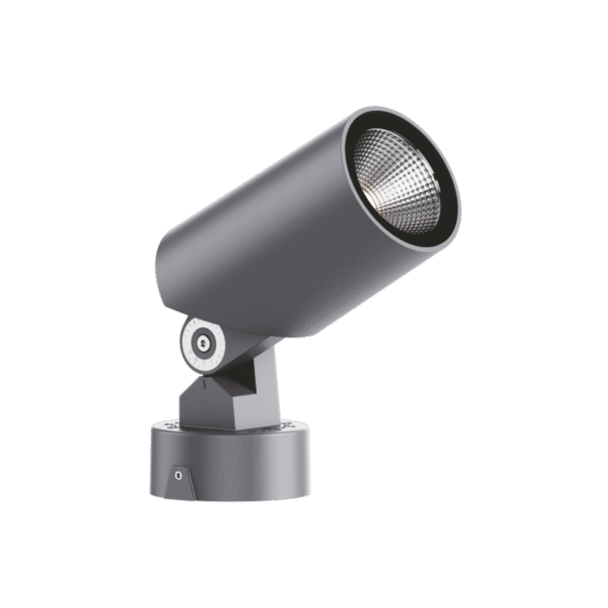 EST-D680106A LED Focus Light illuminating a modern architectural structure.