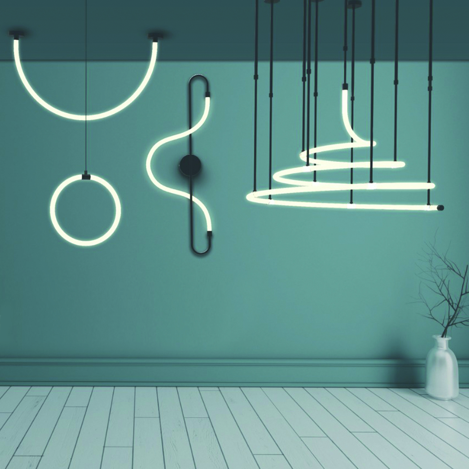 Flexi Wall Washer RLLFWW1222 3D illuminating a modern building facade with dynamic lighting effects.​