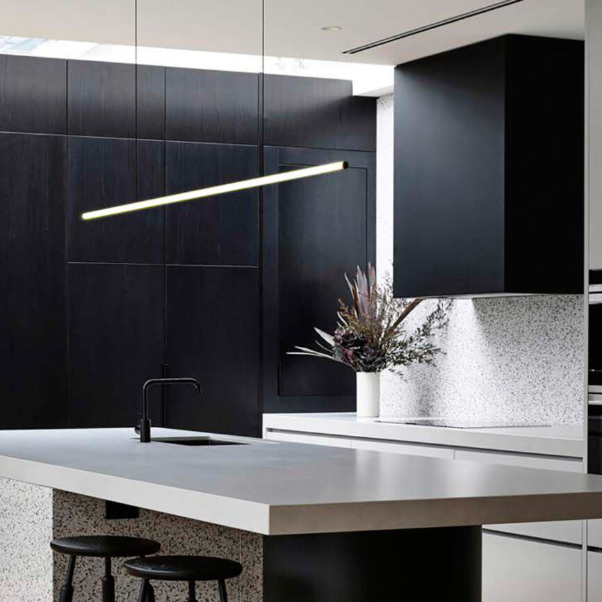 RHEAT36 Ceiling Suspended Profile Light – a sleek 36mm cylindrical aluminium LED fixture for modern interiors