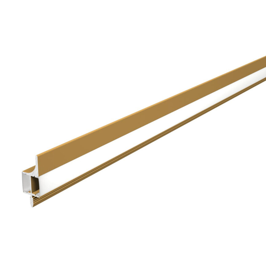 RLL 229-M3617 Cabinet Handle Profile Light – a sleek gold aluminium LED profile combining functional handles with elegant illumination for modern furniture and kitchens