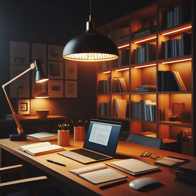 RHEA LED Linear lighting in a study room, providing focused, energy-efficient illumination for a productive and modern workspace