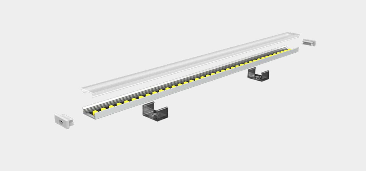 Bendable aluminium LED profile channel RHEALP1707K-R installed along curved ceiling cove.