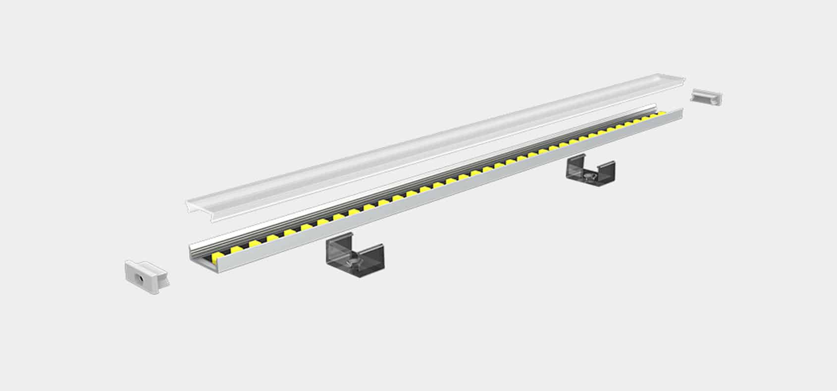 Bendable aluminium LED profile channel RHEALP1707K-R installed along curved ceiling cove.