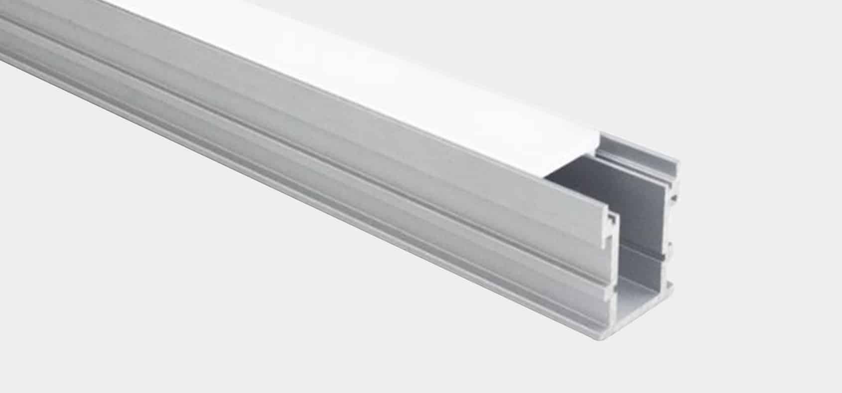 RHEALP034 aluminium LED profile channel with diffuser in anodised finish Or for variant: RHEALP034 LED profile in black finish with end cap.