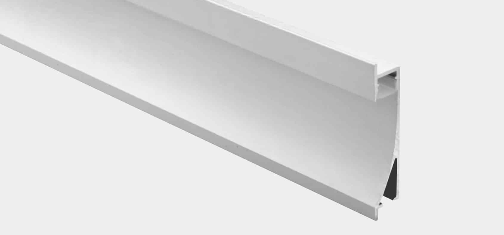 RHEALP023-R2 aluminium linear LED profile, 14×58mm, PC diffuser, anodized/white/black finish.