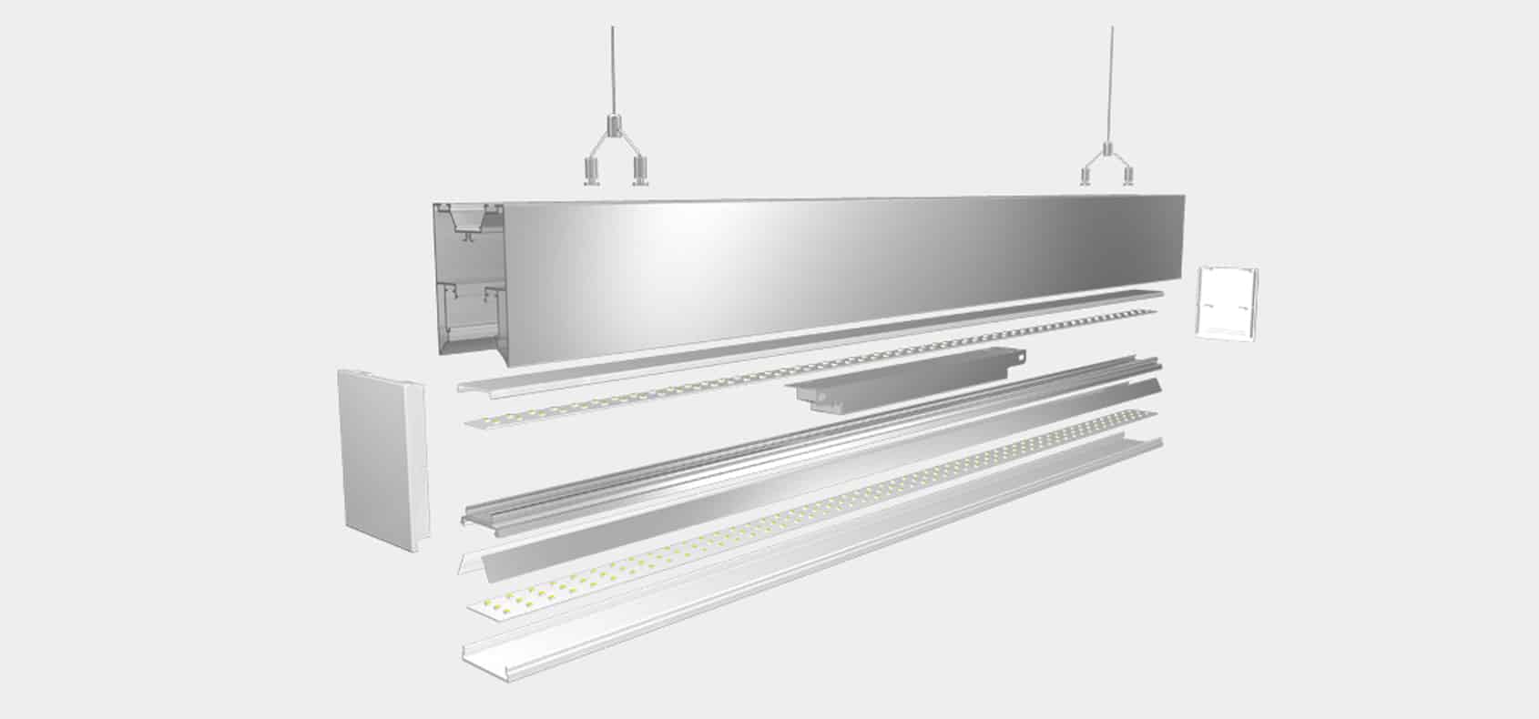 RHEALS6884S Smart Arc lighting profile in silver with sleek opal diffuser