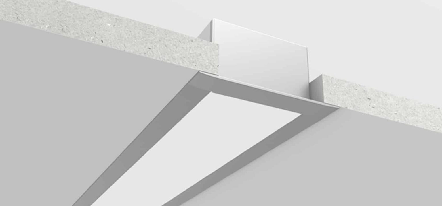 Curved RHEALS7236S smart arc LED lighting profile in silver, installed in modern home interior