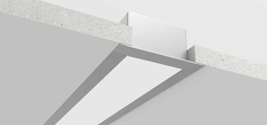 Curved RHEALS7236S smart arc LED lighting profile in silver, installed in modern home interior