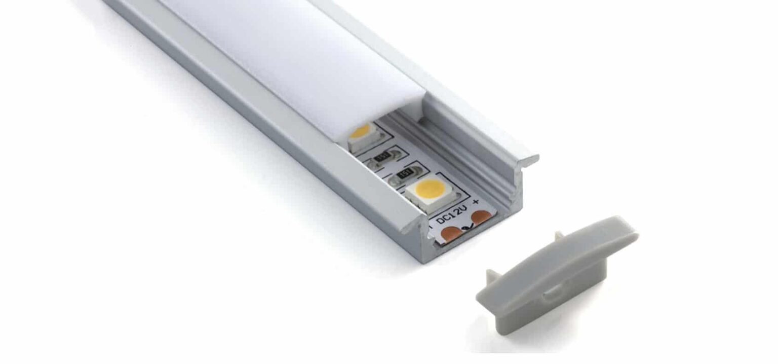 Aluminium LED linear profile RHEALP001-R installed in ceiling cove lighting.