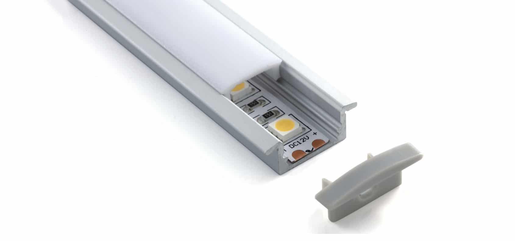 Aluminium LED linear profile RHEALP001-R installed in ceiling cove lighting.
