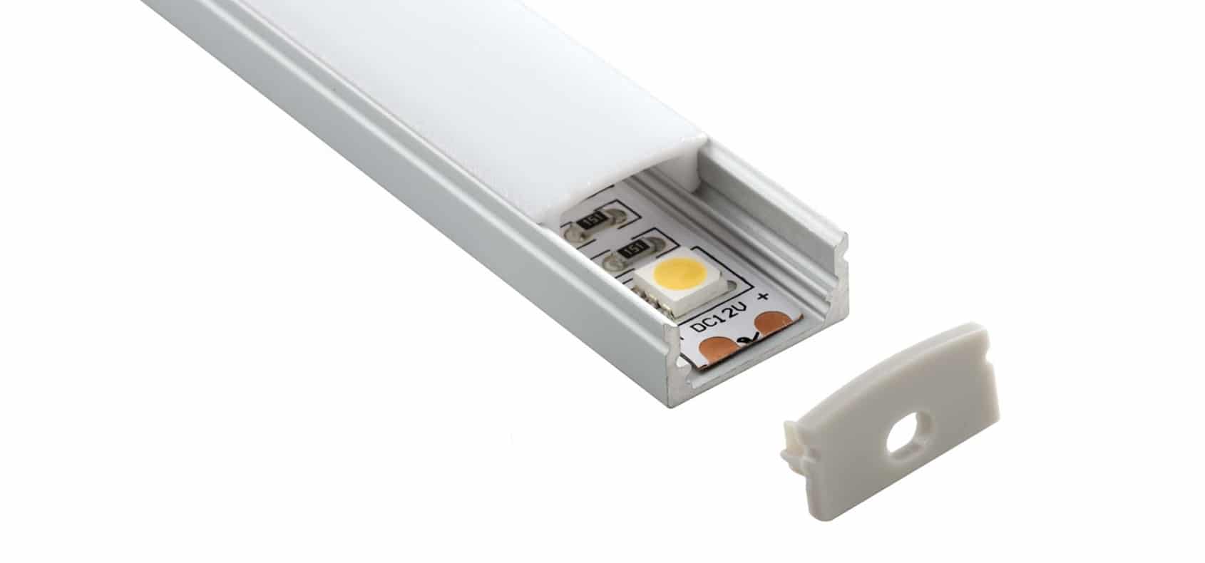 RHEALP002-R slim aluminum LED profile with opal diffuser and anodized finish.