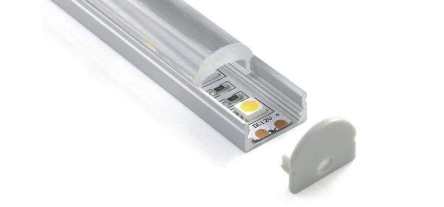 RHEALP002-RL aluminium linear profile light with diffusers — slim LED channel 17.1×13.4 mm