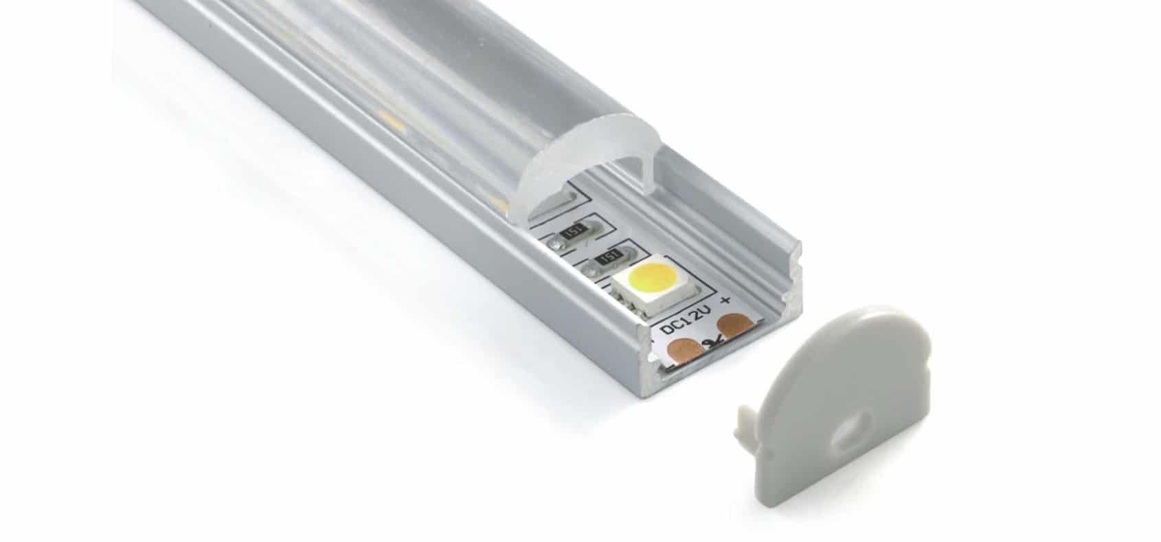 RHEALP002-RL aluminium linear profile light with diffusers — slim LED channel 17.1×13.4 mm