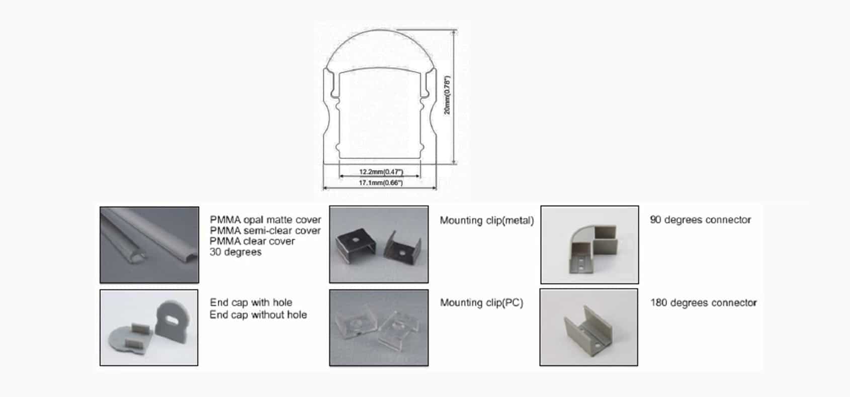 RHEALP004-RL slim aluminum LED profile with opal diffuser and anodised finish.