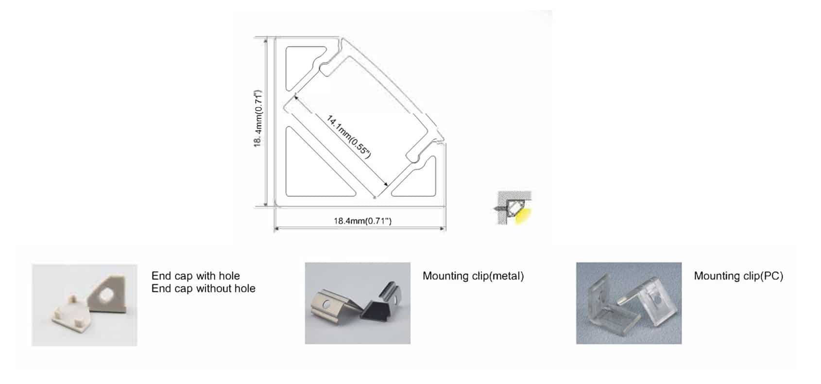 RHEALP007-R extruded aluminum LED profile with opal diffuser in matte white finish.