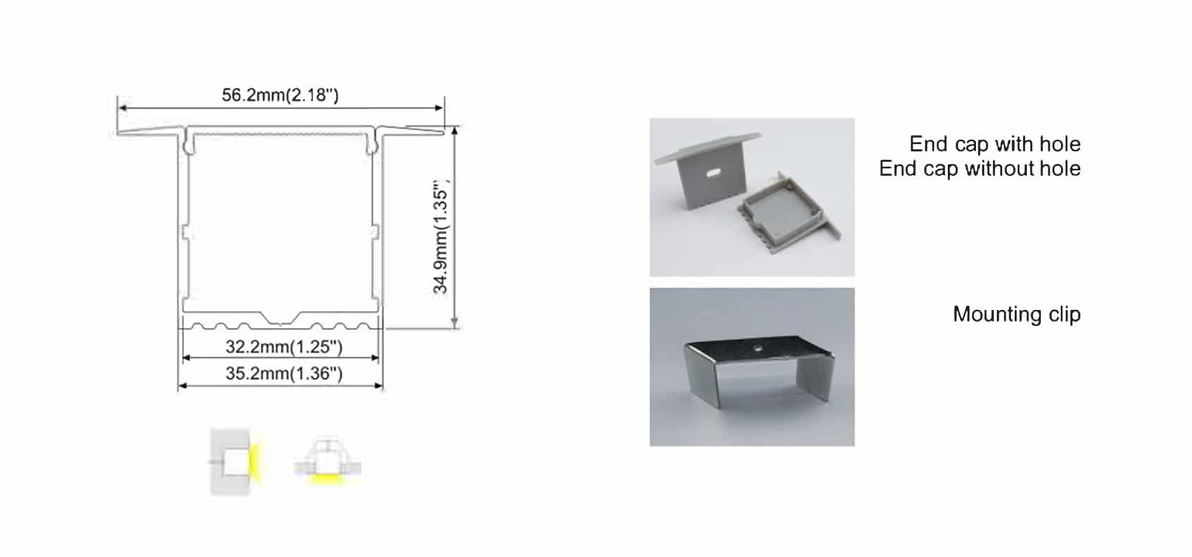 RHEALP017-R LED aluminum profile linear lighting detail” or “RHEALP017-R recessed LED profile installed in ceiling.