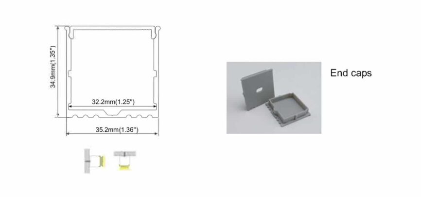 RHEALP018 aluminium LED profile installed in modern ceiling recess giving continuous linear lighting.