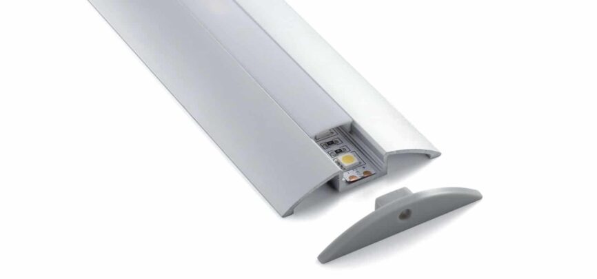 RHEALP018 aluminium LED linear profile with opal diffuser mounted in suspended ceiling.