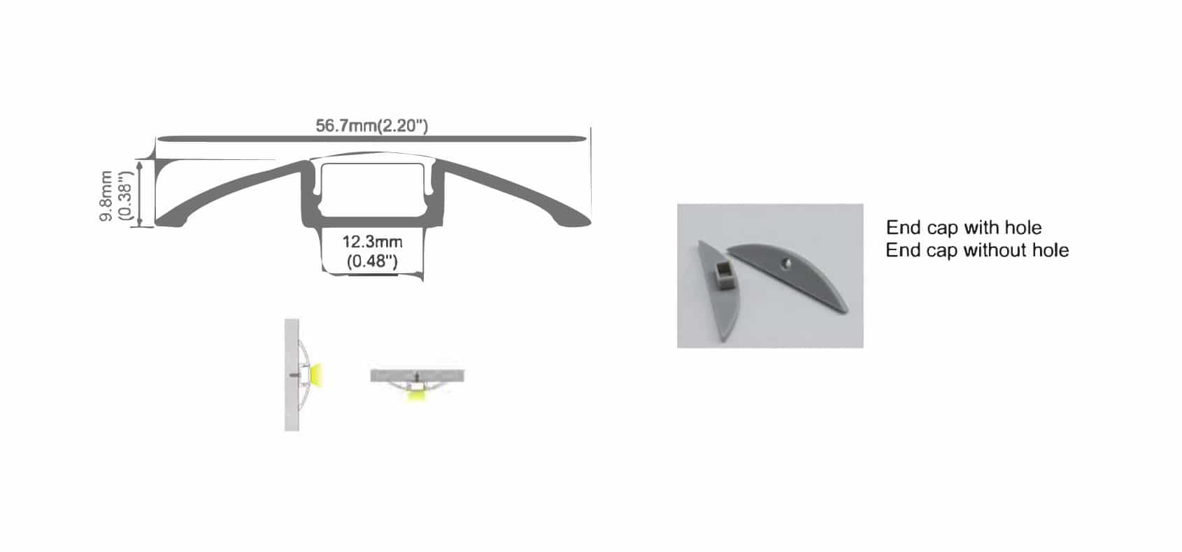 RHEALP018 aluminium LED linear profile with opal diffuser mounted in suspended ceiling.
