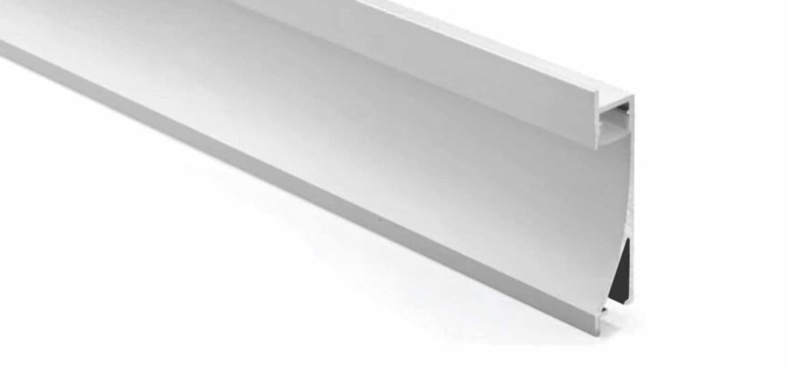 RHEALP023-R2 aluminium linear LED profile, 14×58mm, PC diffuser, anodized/white/black finish.