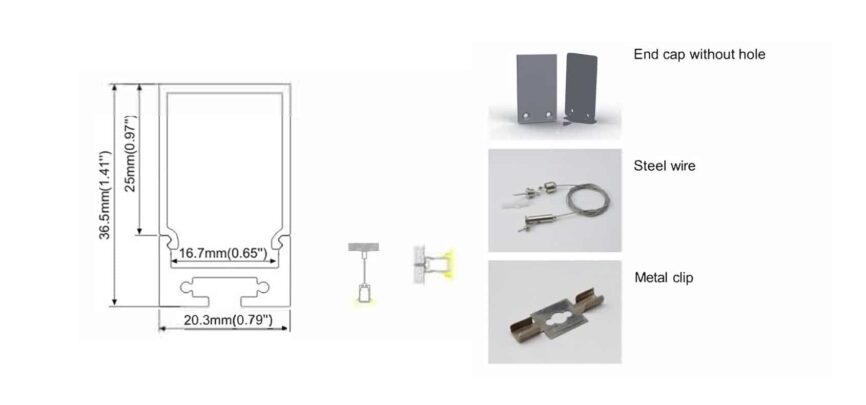 RHEA LED Linear Profile RHEALP029 aluminium LED channel profile lighting system.