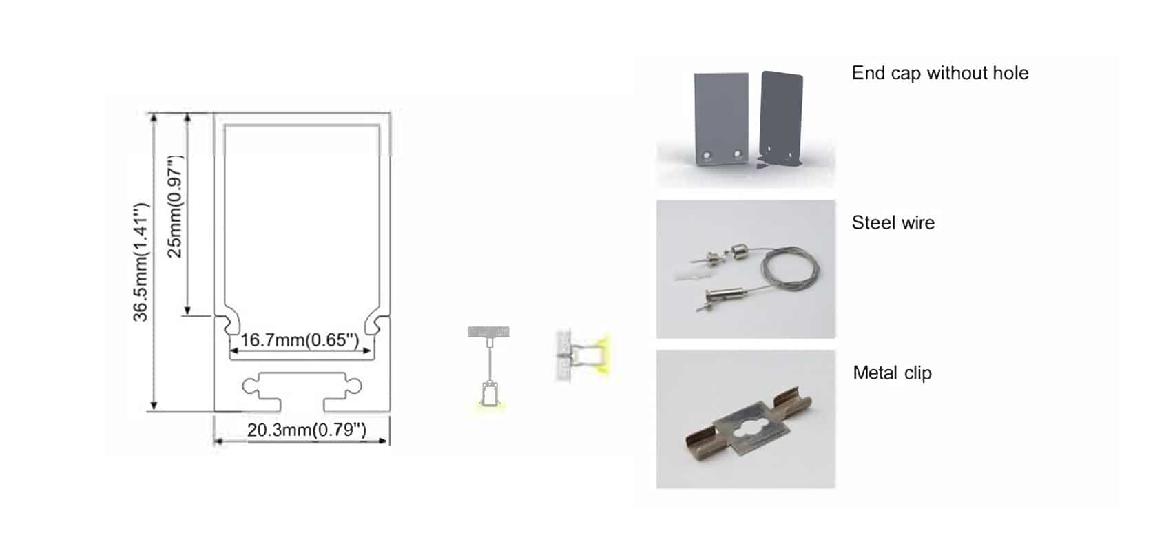 RHEA LED Linear Profile RHEALP029 aluminium LED channel profile lighting system.