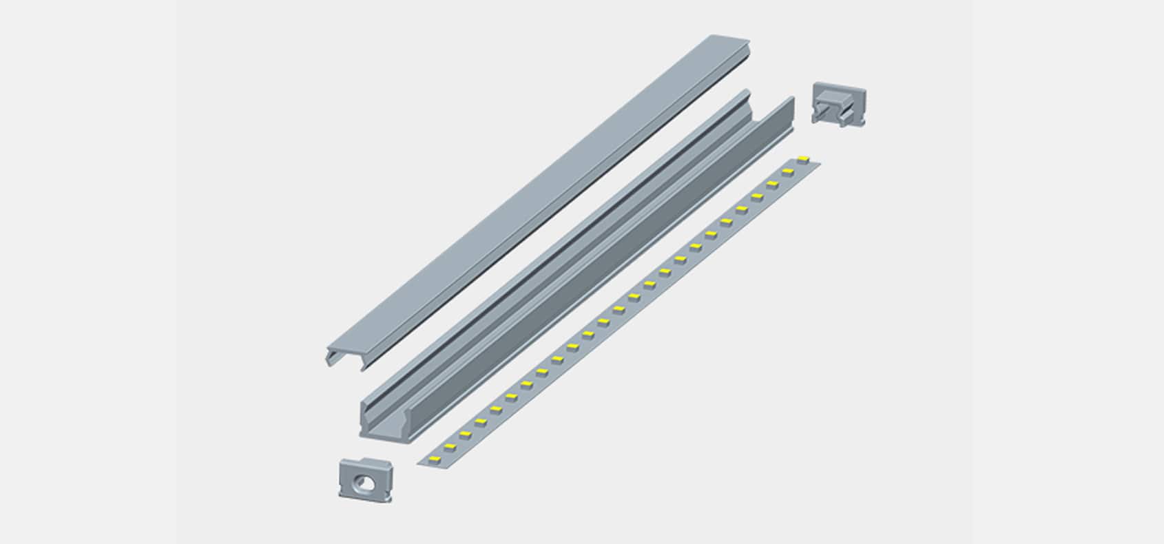 RHEALP1007 LED profile linear lighting mounted in recess