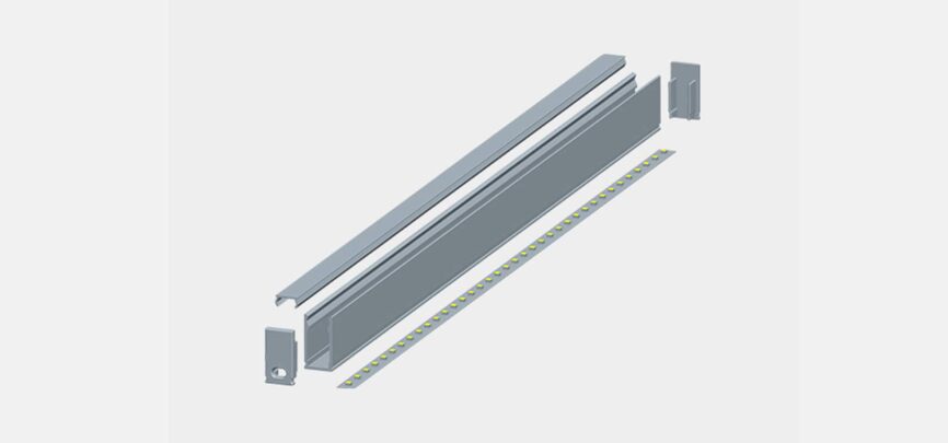 RHEALP1019 anodised aluminium LED profile flush-mounted in ceiling cove.