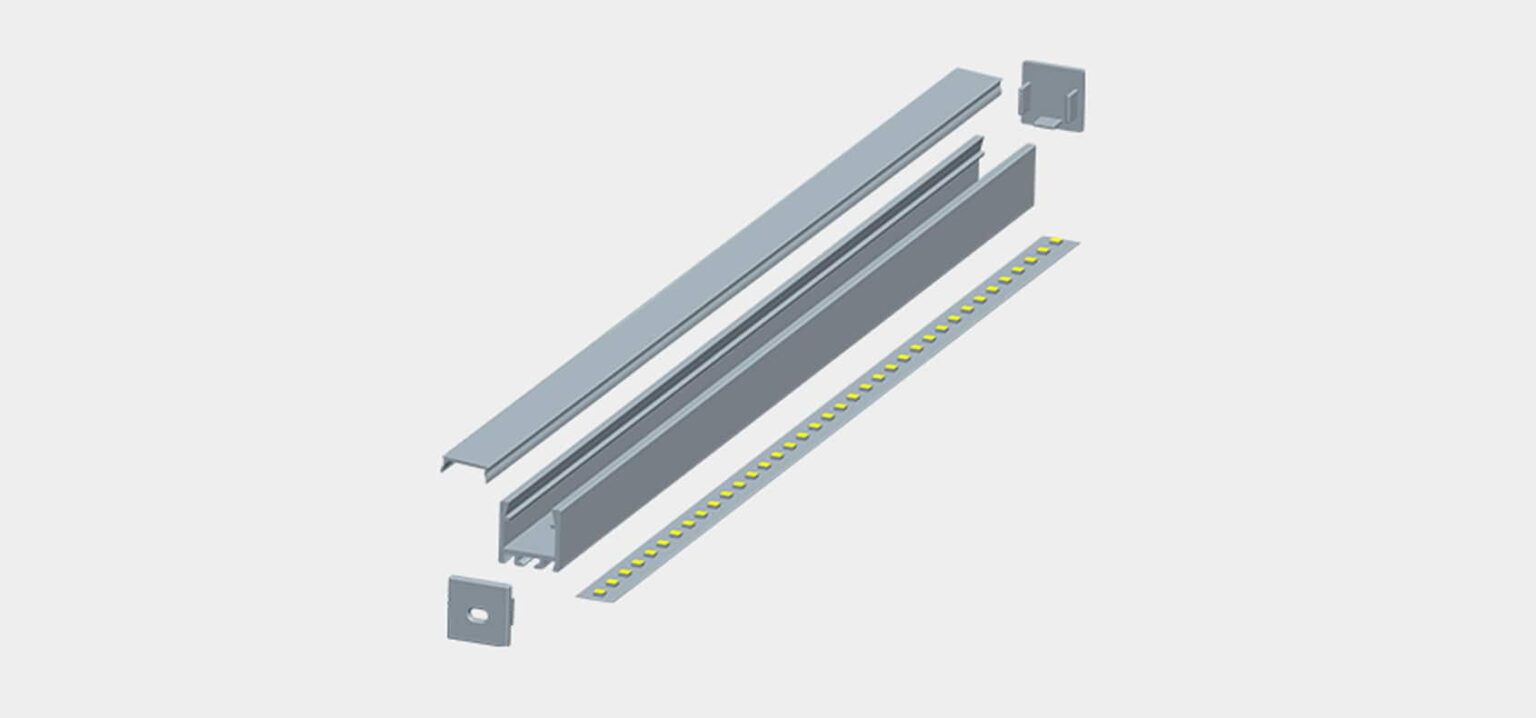 RHEALP1615-D slim LED profile extrusion installed in ceiling cove.