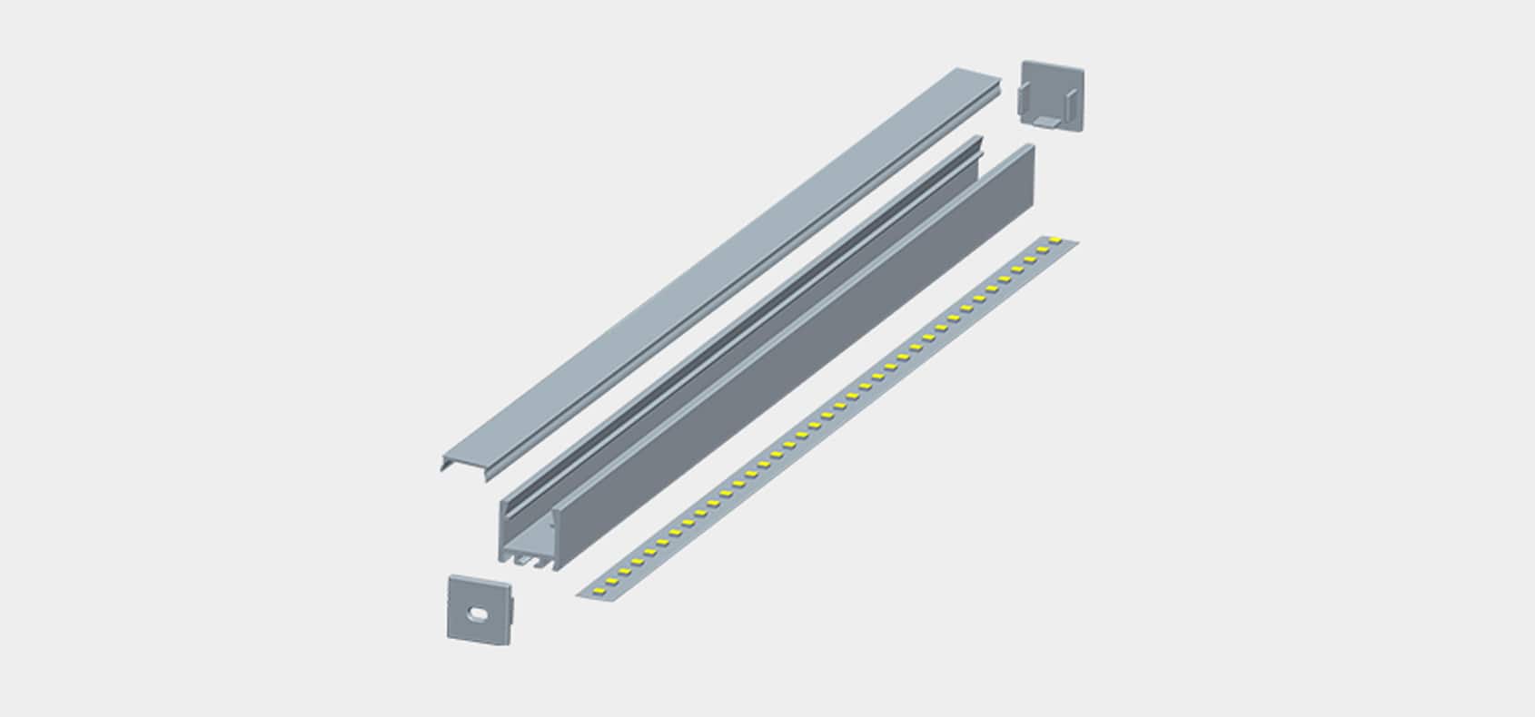 RHEALP1615-D slim LED profile extrusion installed in ceiling cove.