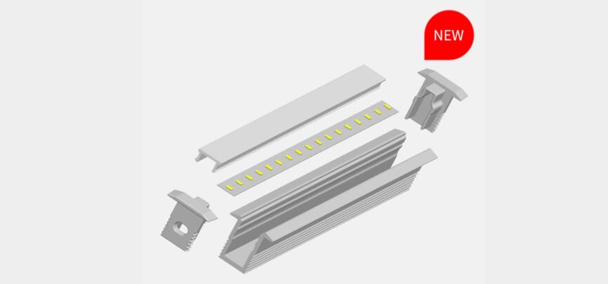 RHEALP1312 slim LED linear aluminium profile 12×7.8 mm with diffuser cover.