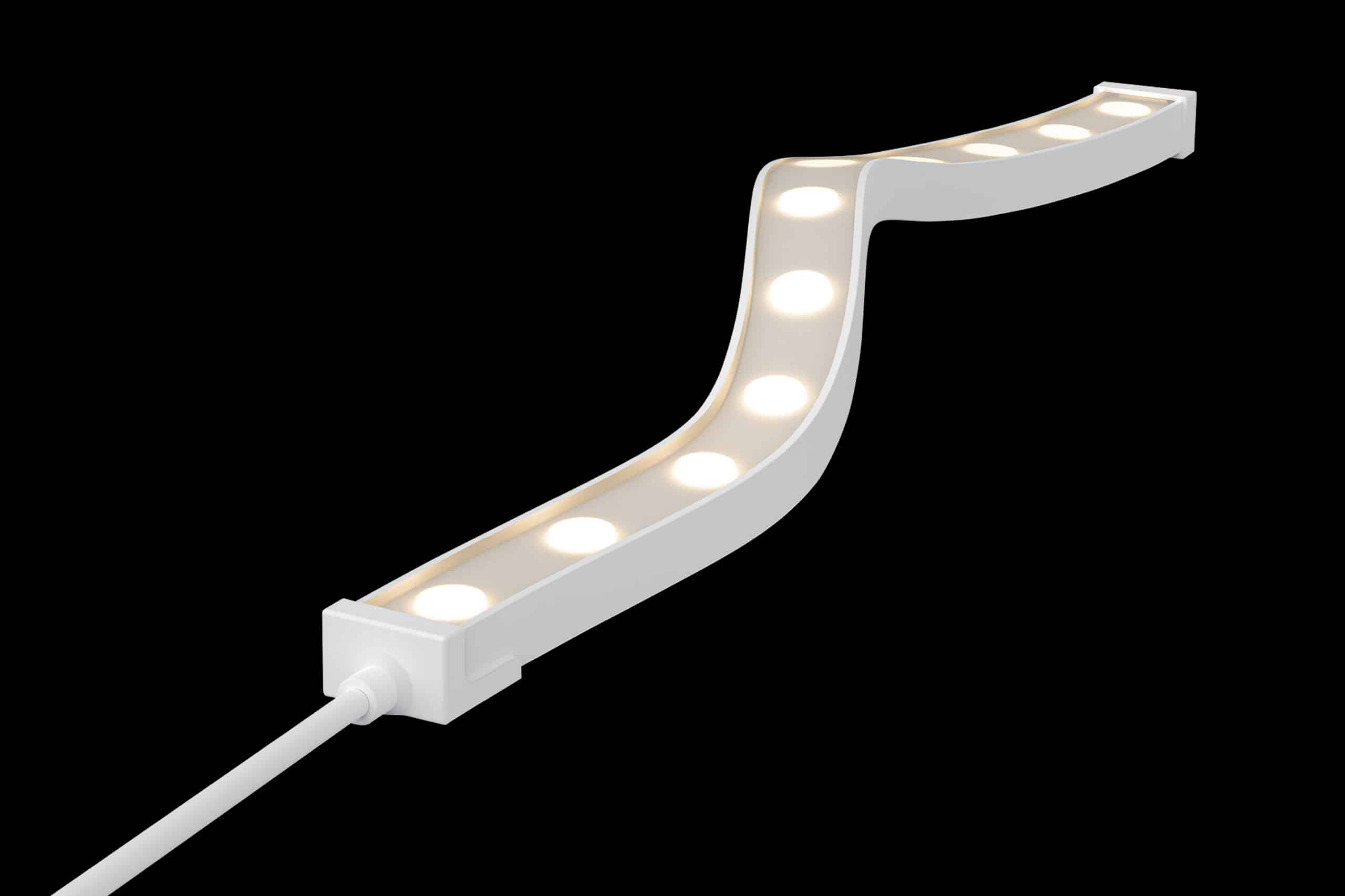 RLLFW3D2716 Flexi Wall Washer installed on curved wall, emitting smooth LED wash.