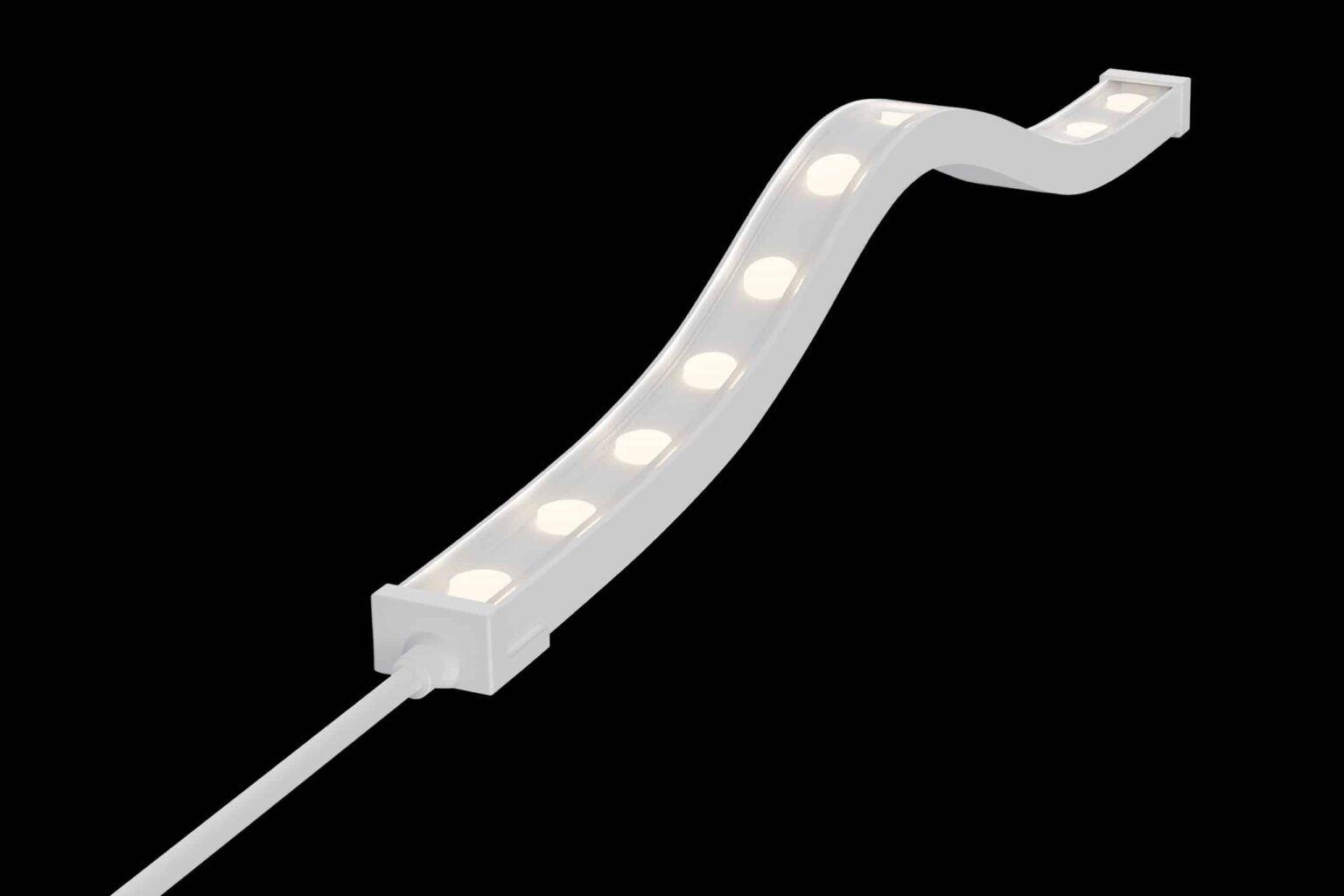 Rhea RLLFWTB2716 flexible LED wall washer installed along a curved architectural facade