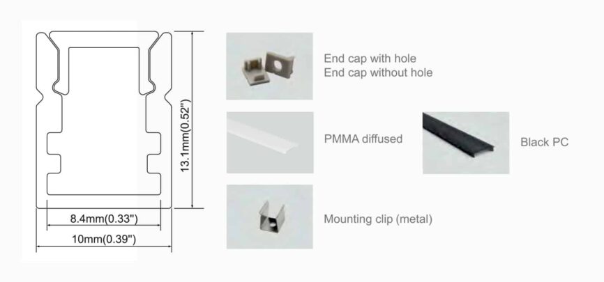 RHEALP035-R slim LED profile lighting in silver finish.