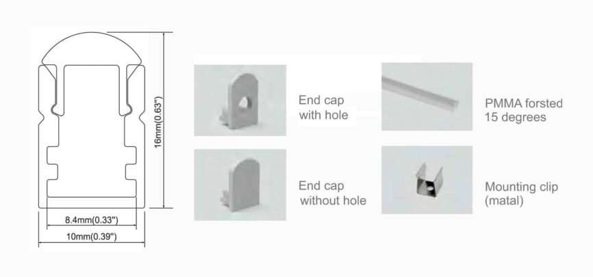 RHEALP035-R slim LED profile lighting in silver finish.