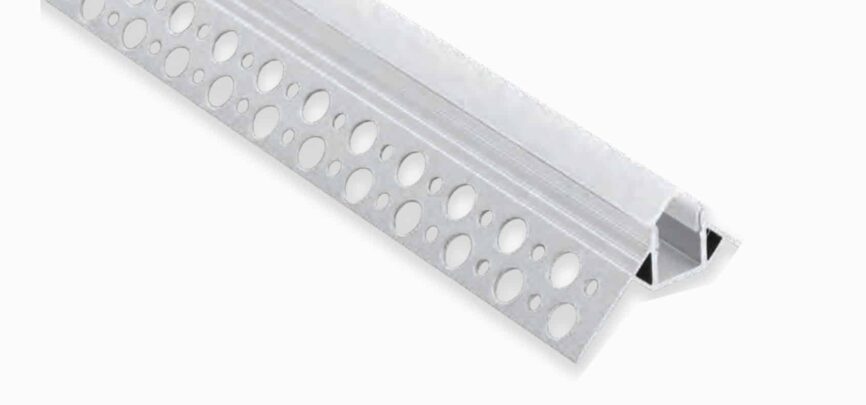 RHEALP070-V linear LED aluminum profile installed in drywall.