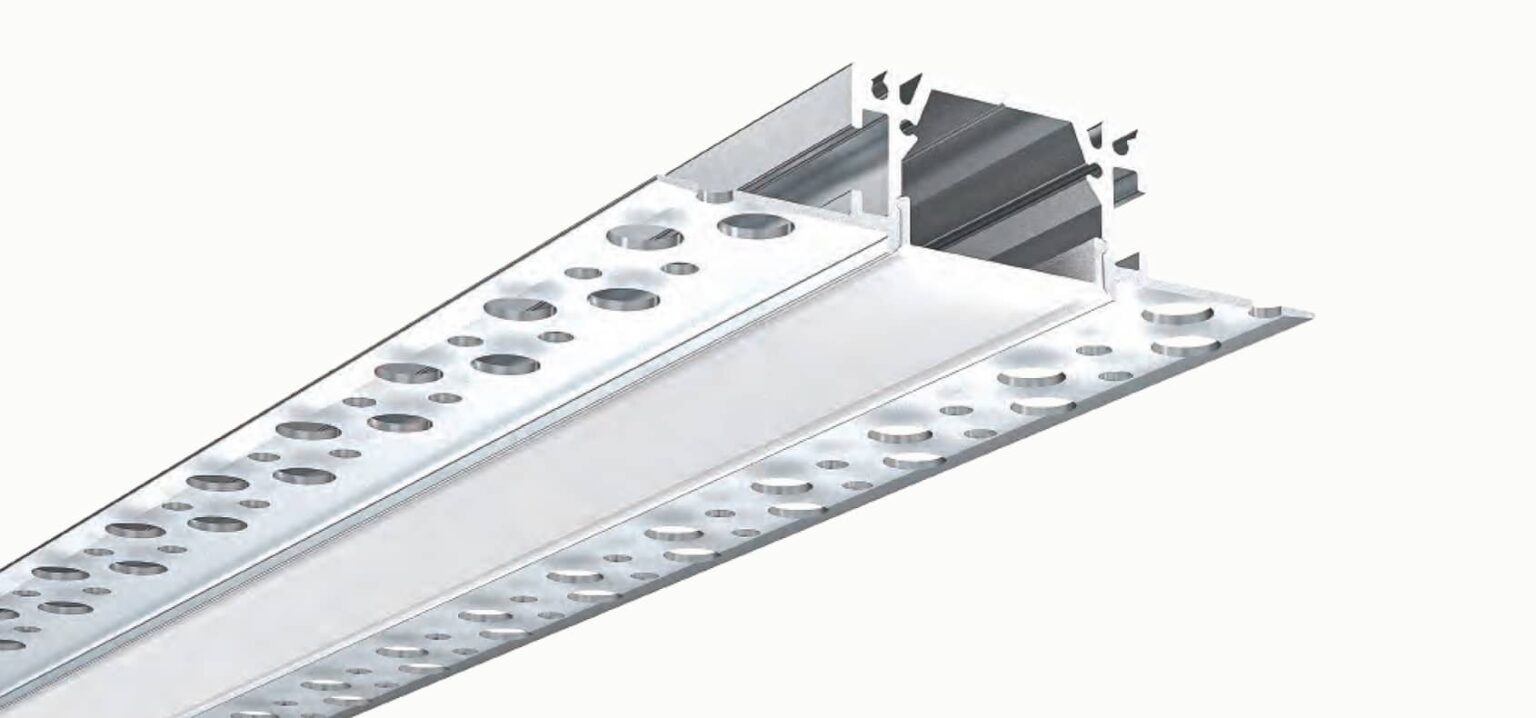 RHEALP080-R extruded aluminum LED profile installed in ceiling recess.