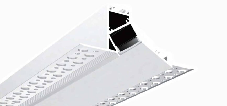 RHEALP126 LED profile extrusion installed in drywall ceiling.