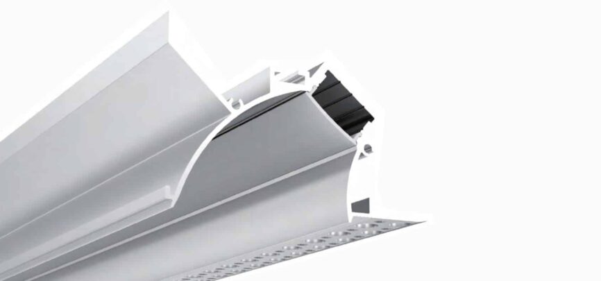 RHEALP127 trimless LED profile installed flush in drywall ceiling.