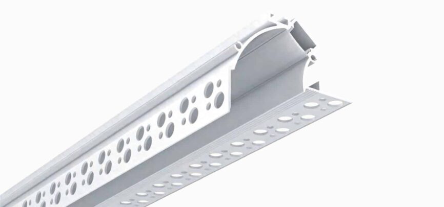 RHEALP127-R extruded aluminium LED linear profile installed in drywall.