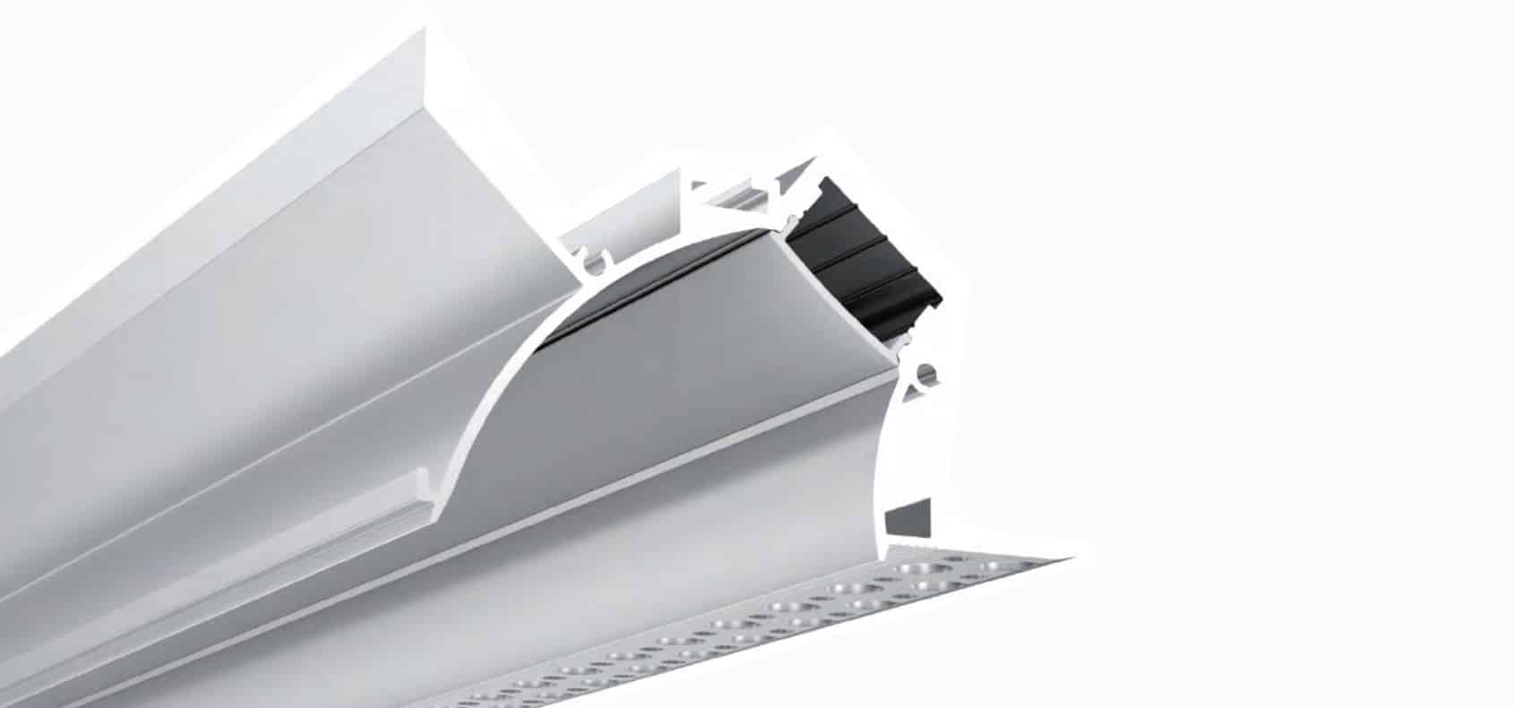 RHEALP127 trimless LED profile installed flush in drywall ceiling.