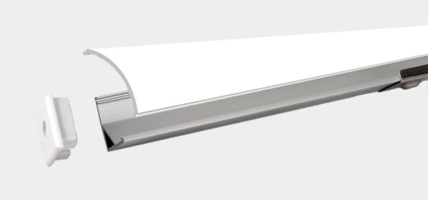 RHEALP1616 linear LED profile extrusion with frosted diffuser.