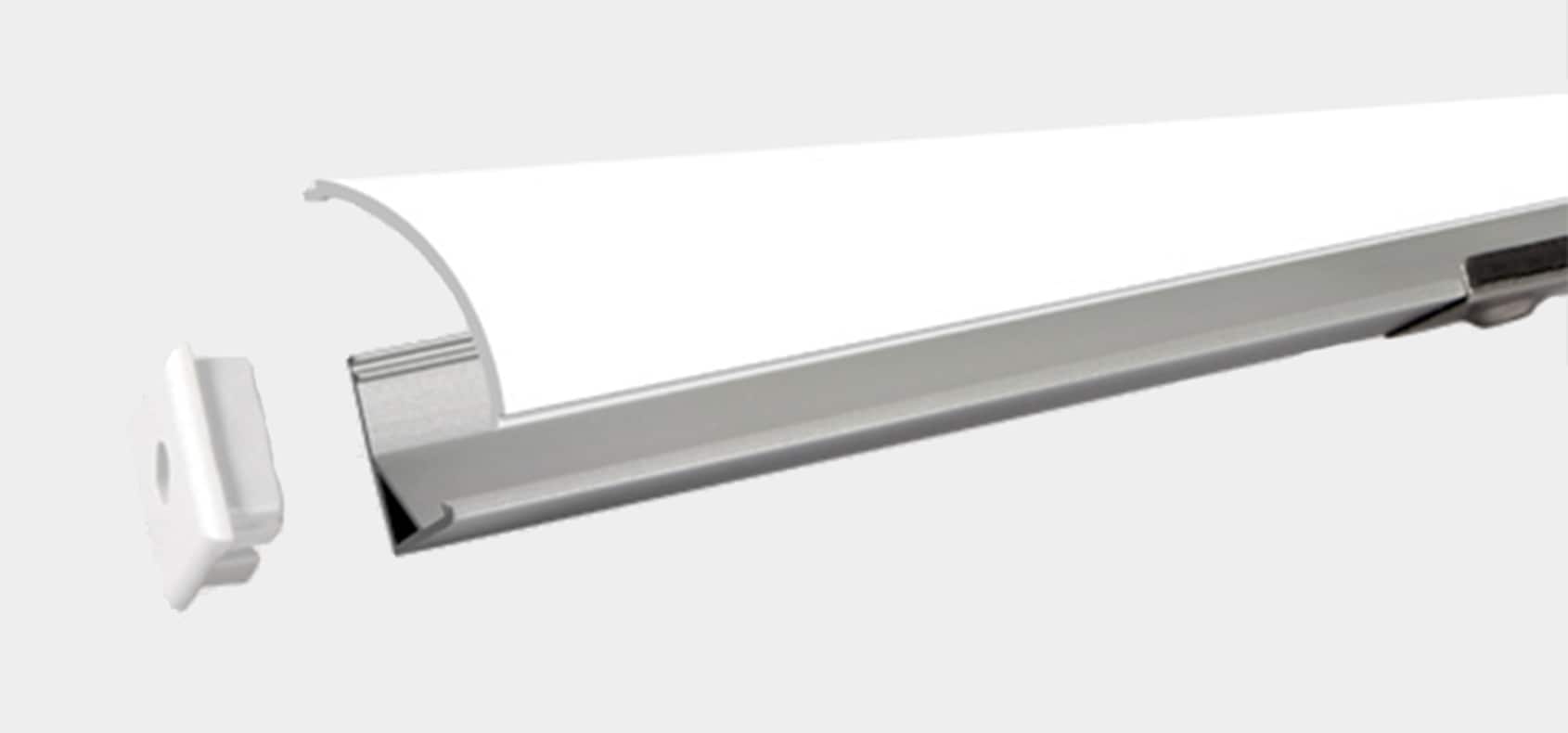 RHEALP1616 linear LED profile extrusion with frosted diffuser.