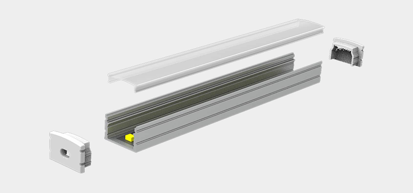 RHEALP1813 slim LED aluminum profile light with diffuser cover.