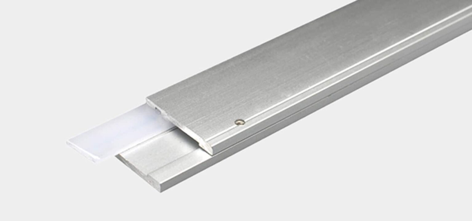 Slim aluminium linear LED profile RHEALP2006-2 installed in ceiling cove lighting application
