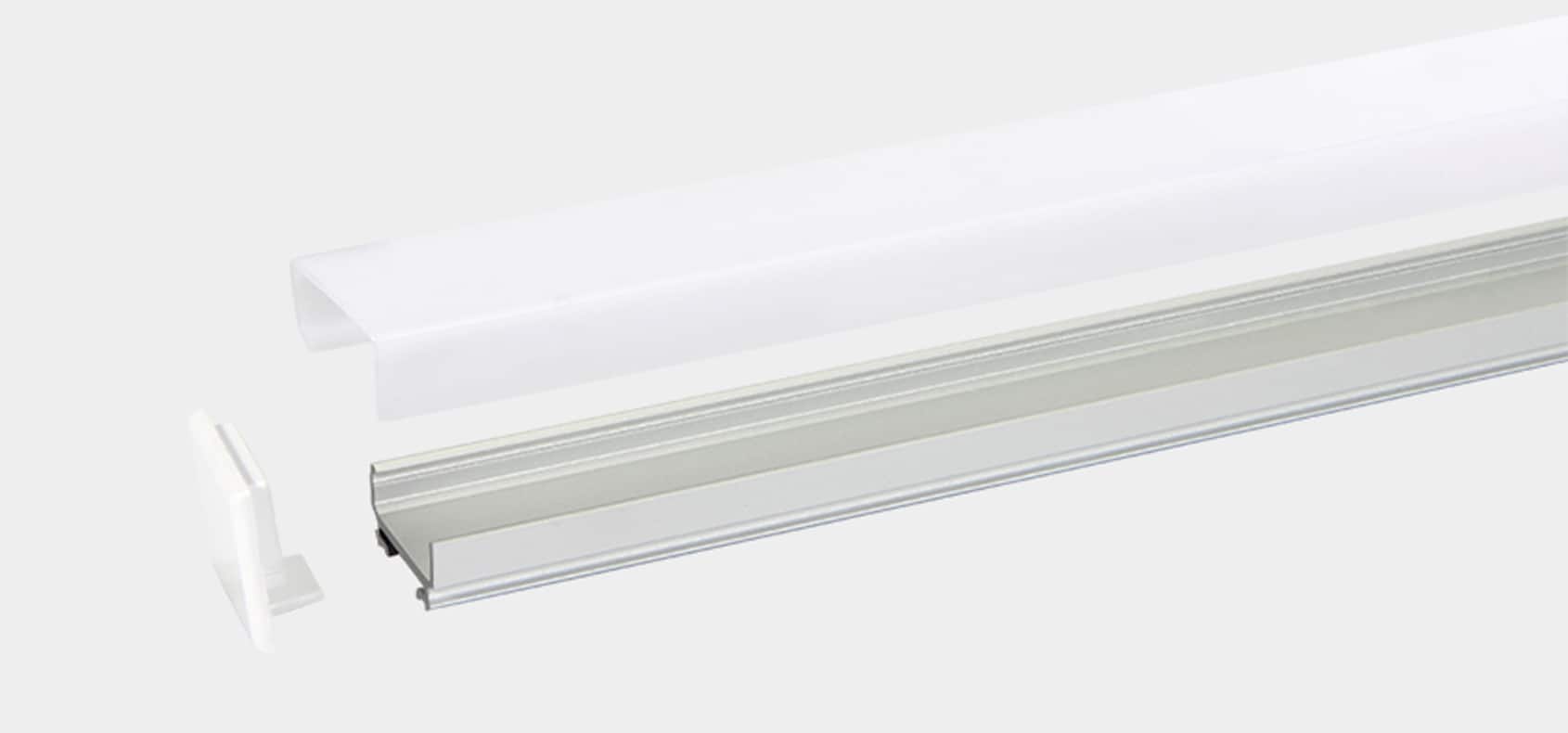 Luxury living room illuminated via RHEALP2019B-2 profile light continuous run.