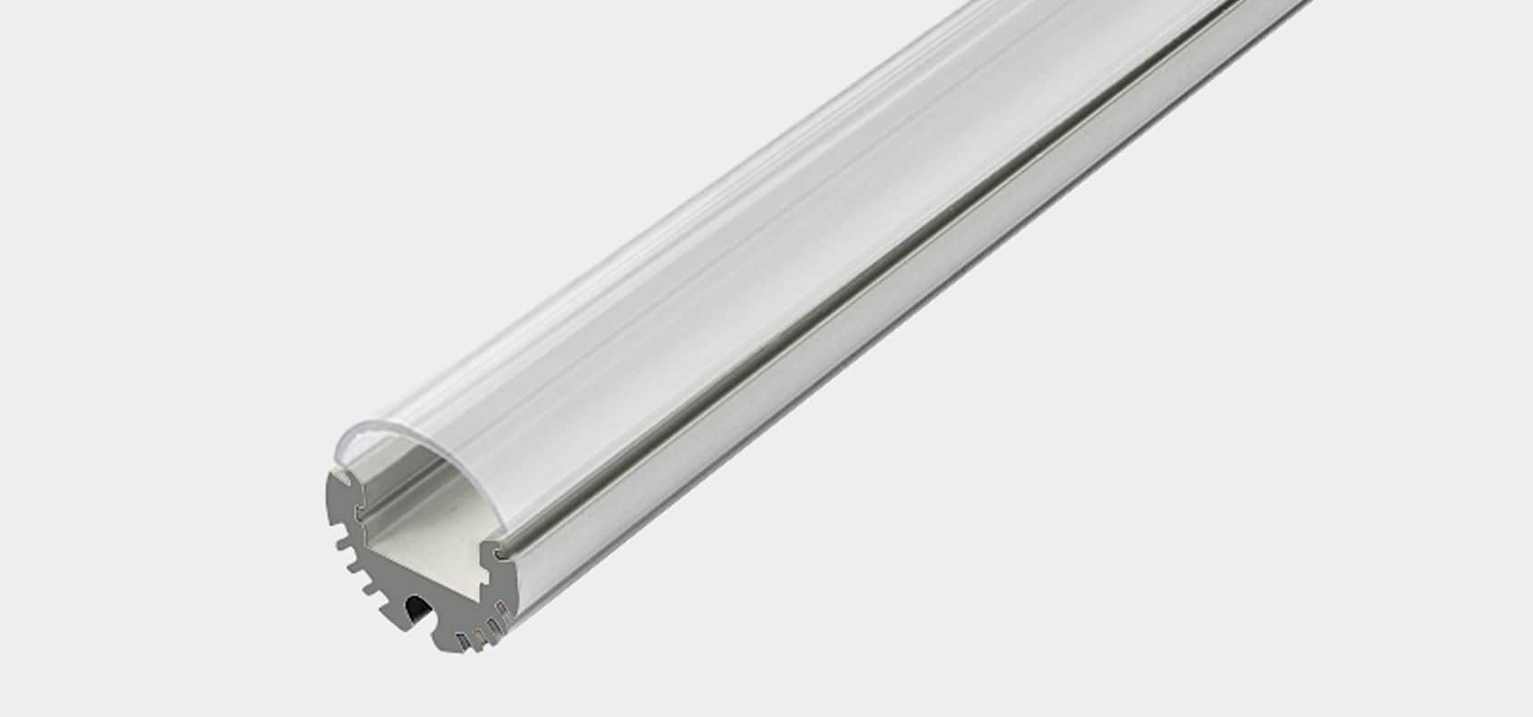 RHEALP2020 aluminium tubular LED profile with Ø20.8mm diameter in powder-coated finish.