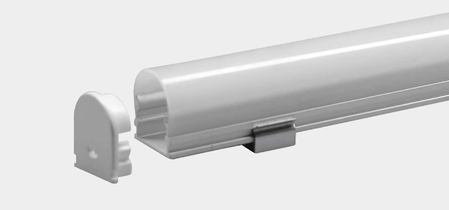 RHEALP2114B aluminium LED profile with opal diffuser installed in ceiling cove.