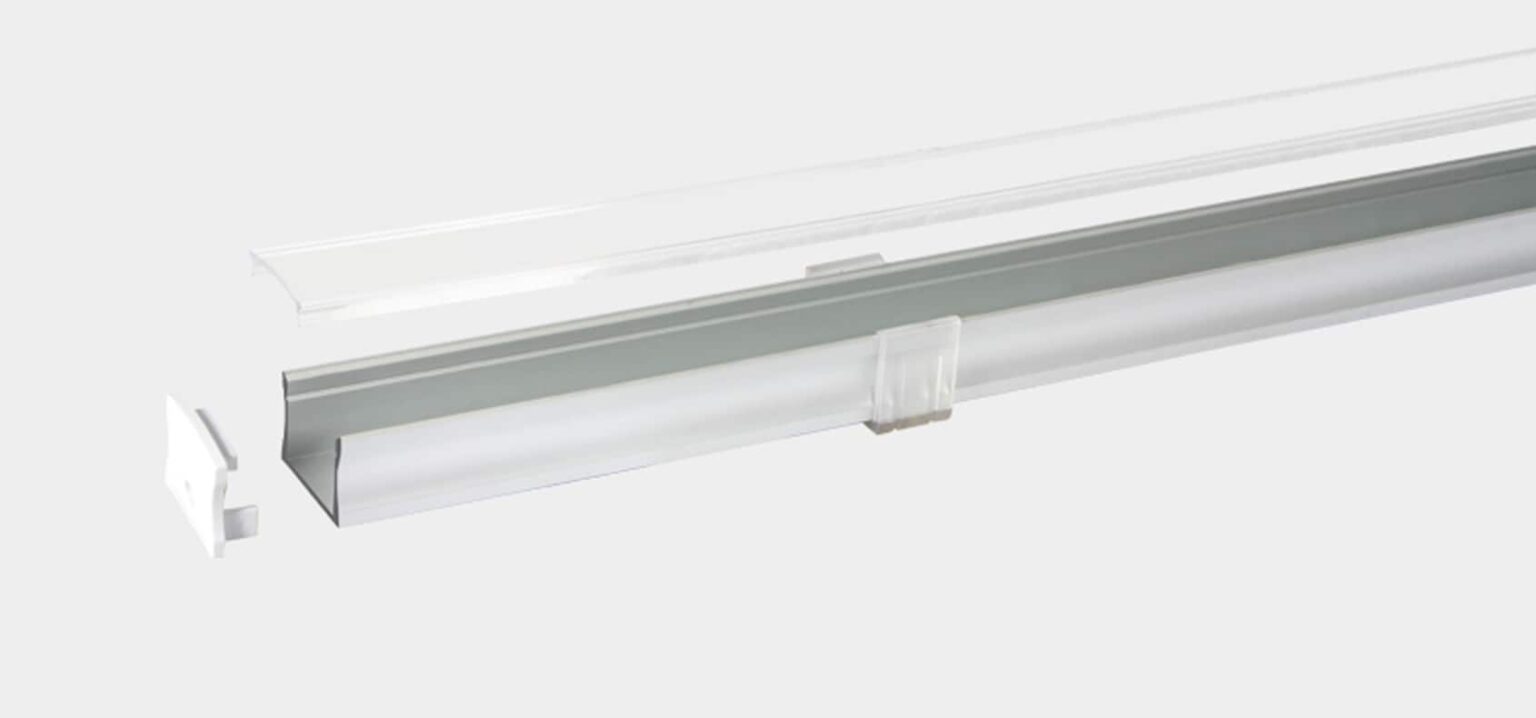 RHEA RHEALP2216 aluminium LED profile extrusion 22.6 × 21.6 mm continuous run silver finish.