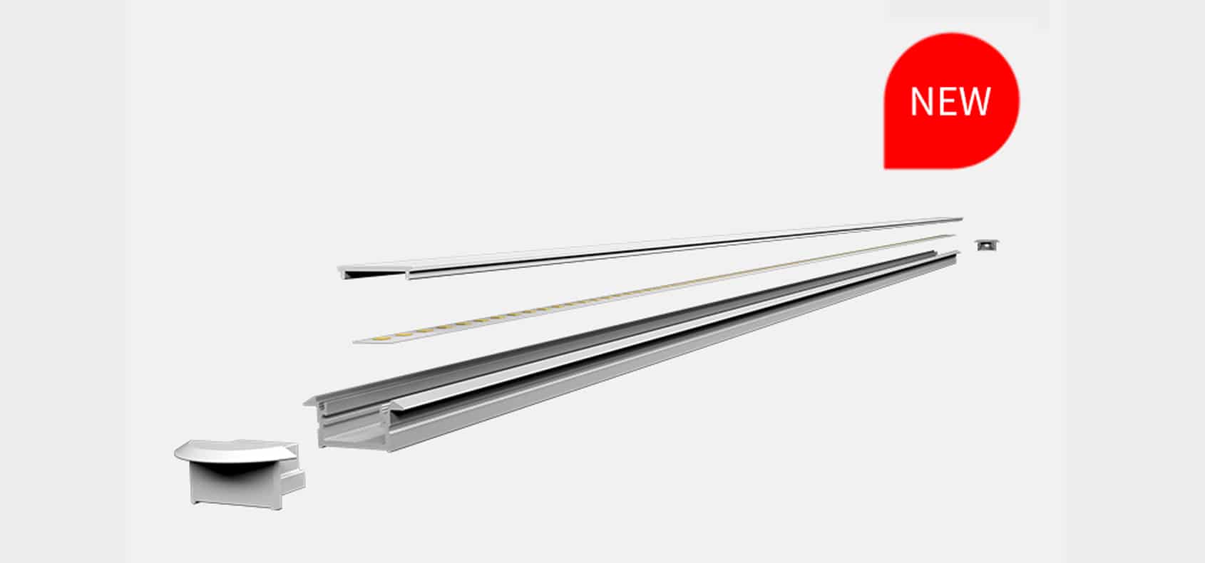 RHEA LED Linear Profile Light RHEALP2412 aluminium profile close-up.